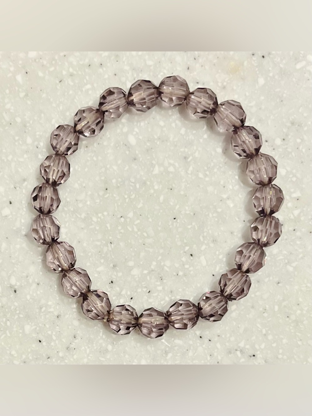 Vintage Faceted Smoky Purple Beaded Stretch Bracelet - Picture 1 of 1